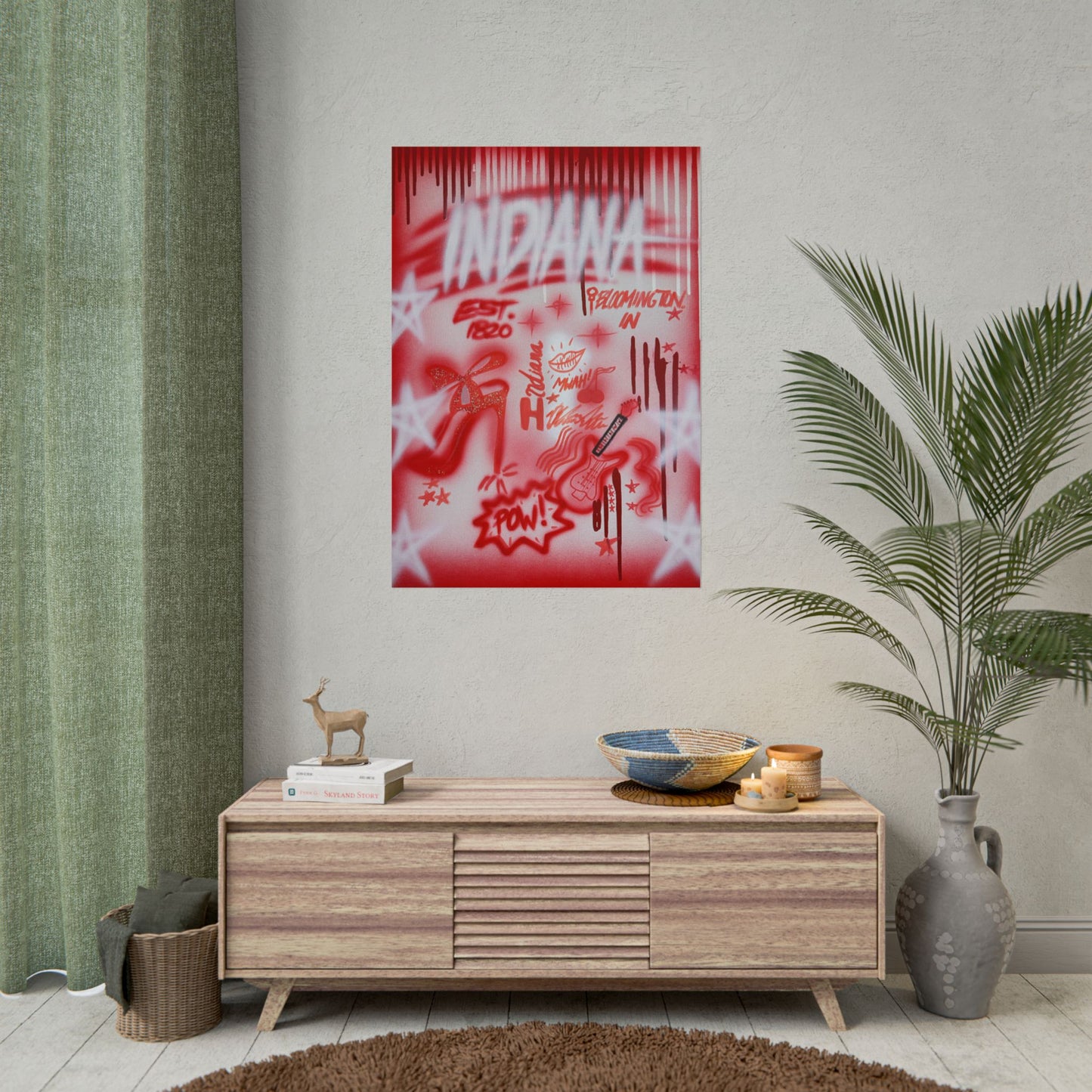 "indiana" airbrush rolled print