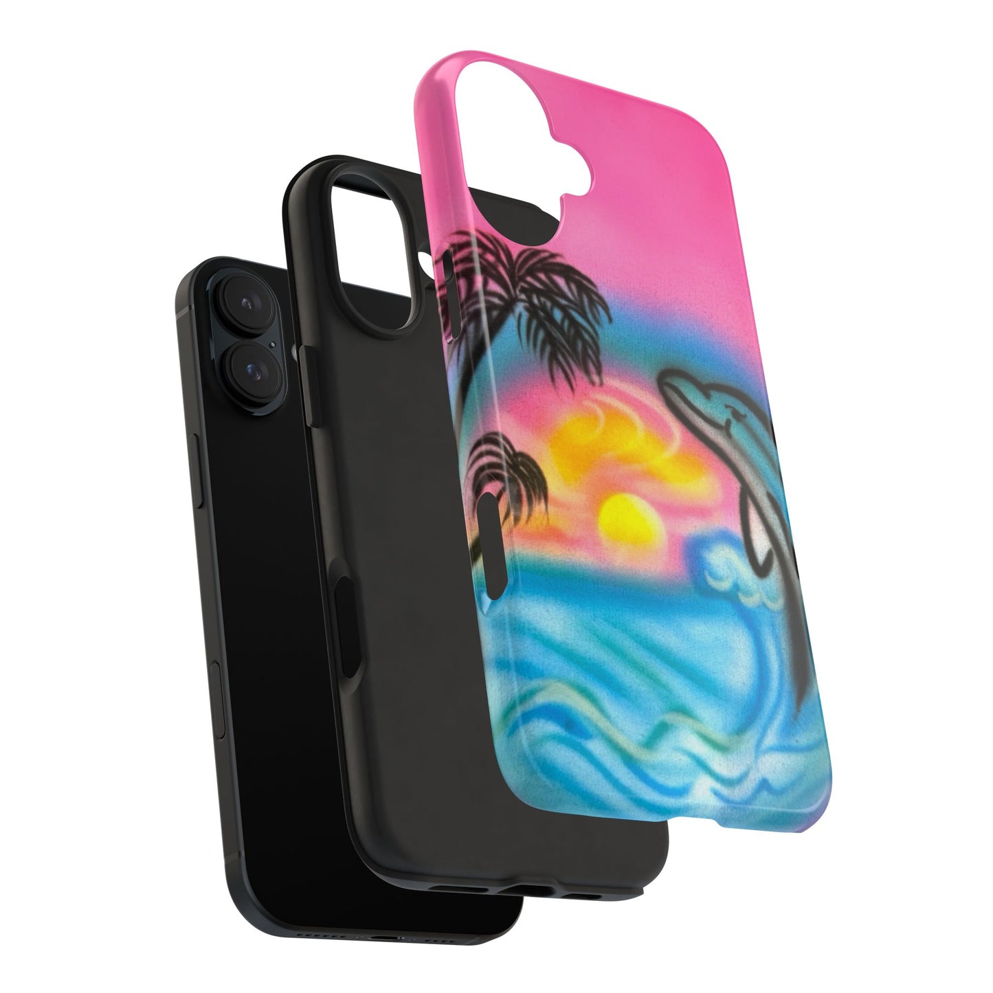 "dolphin love" airbrush iPhone case