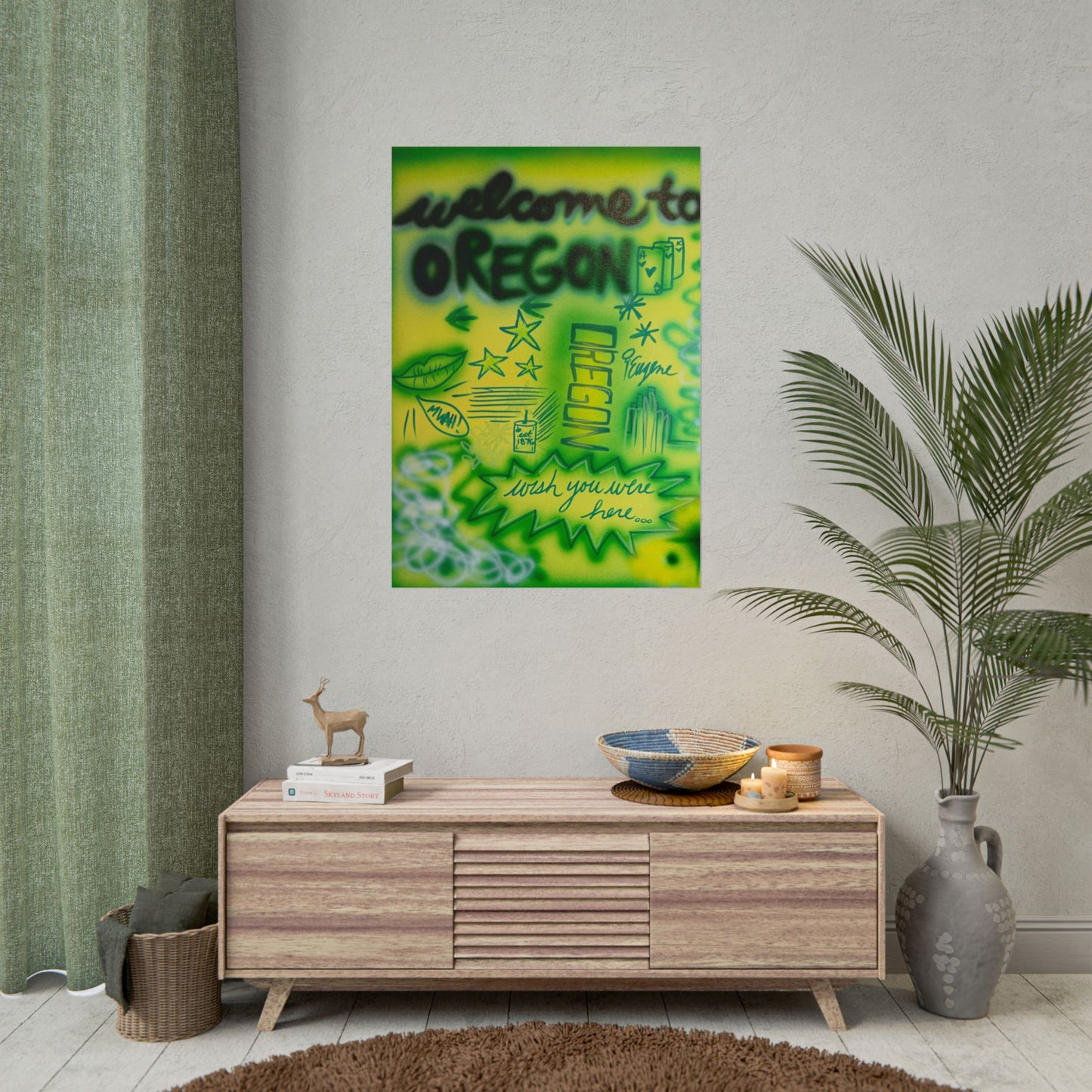 "oregon" airbrush rolled print