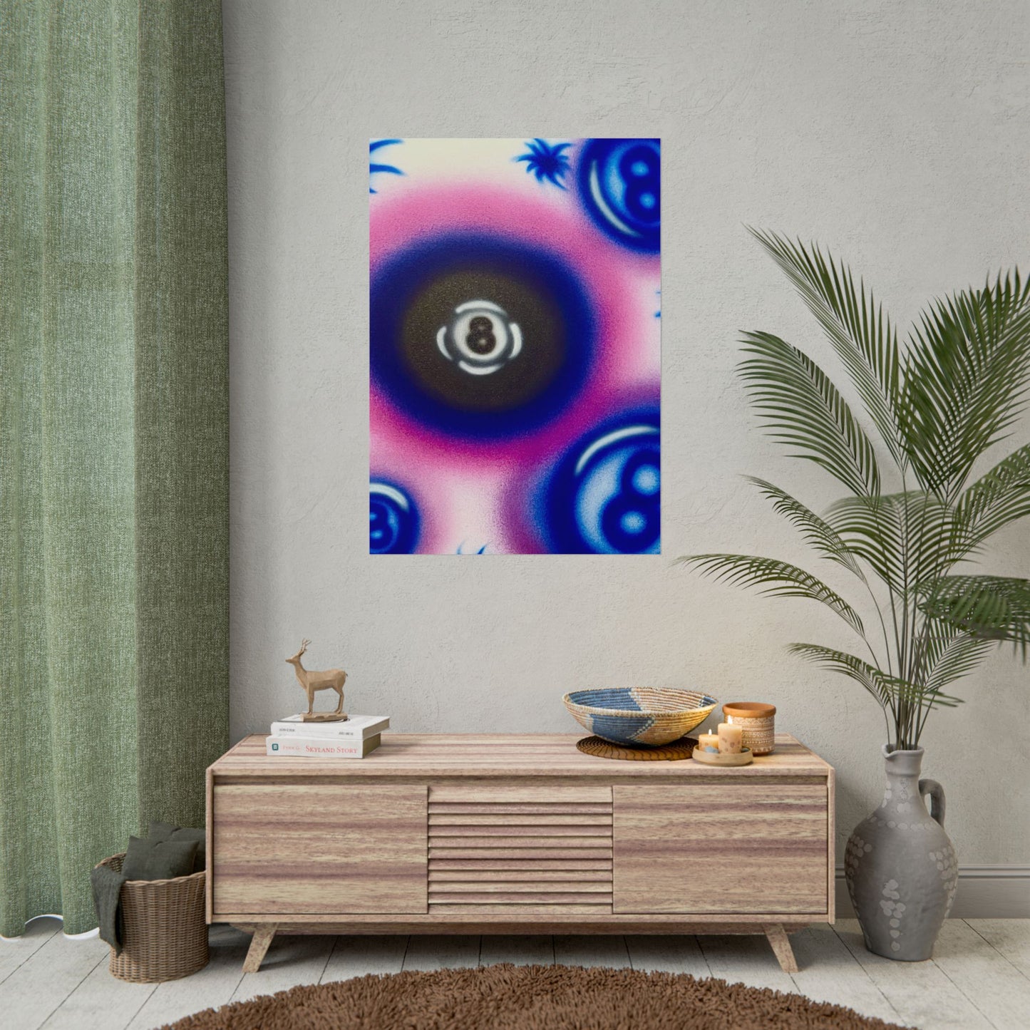 "magic 8" airbrush rolled print