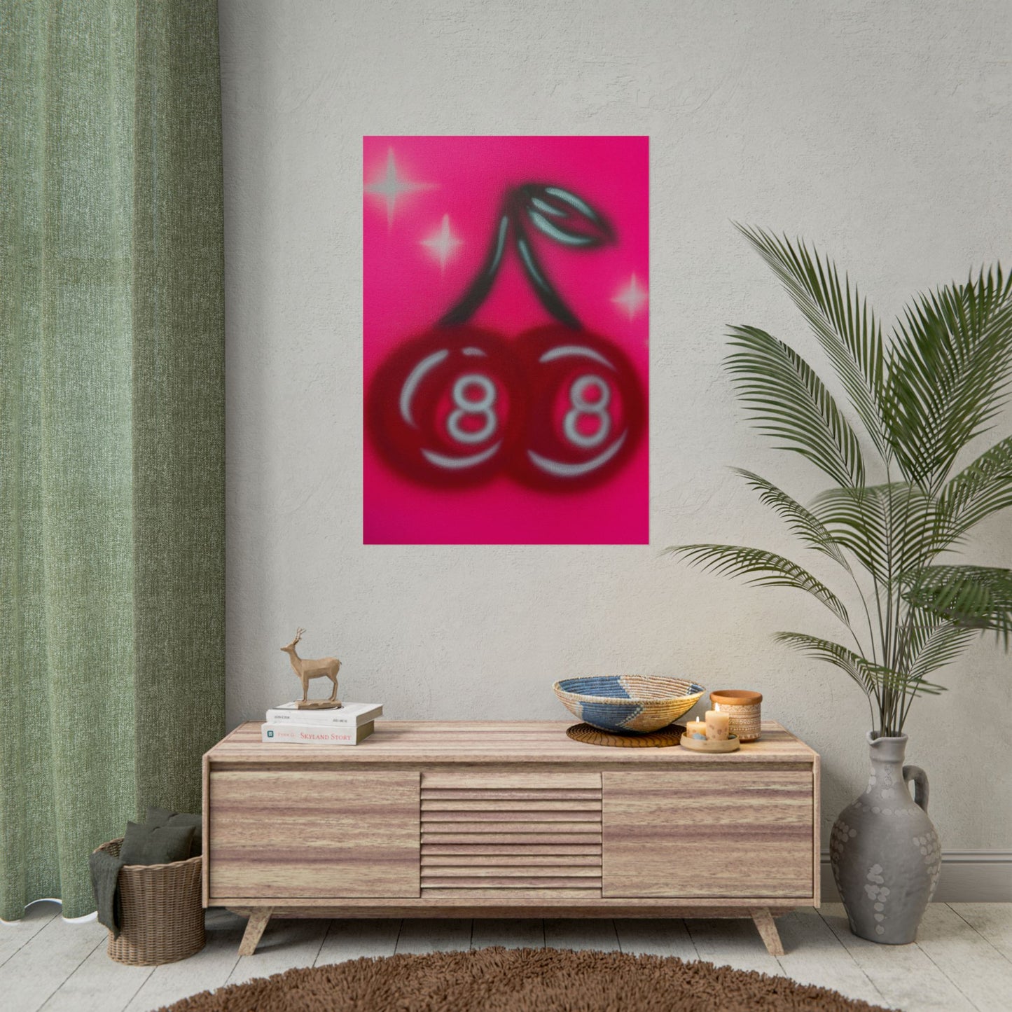 "cherry 8ball" airbrush rolled print