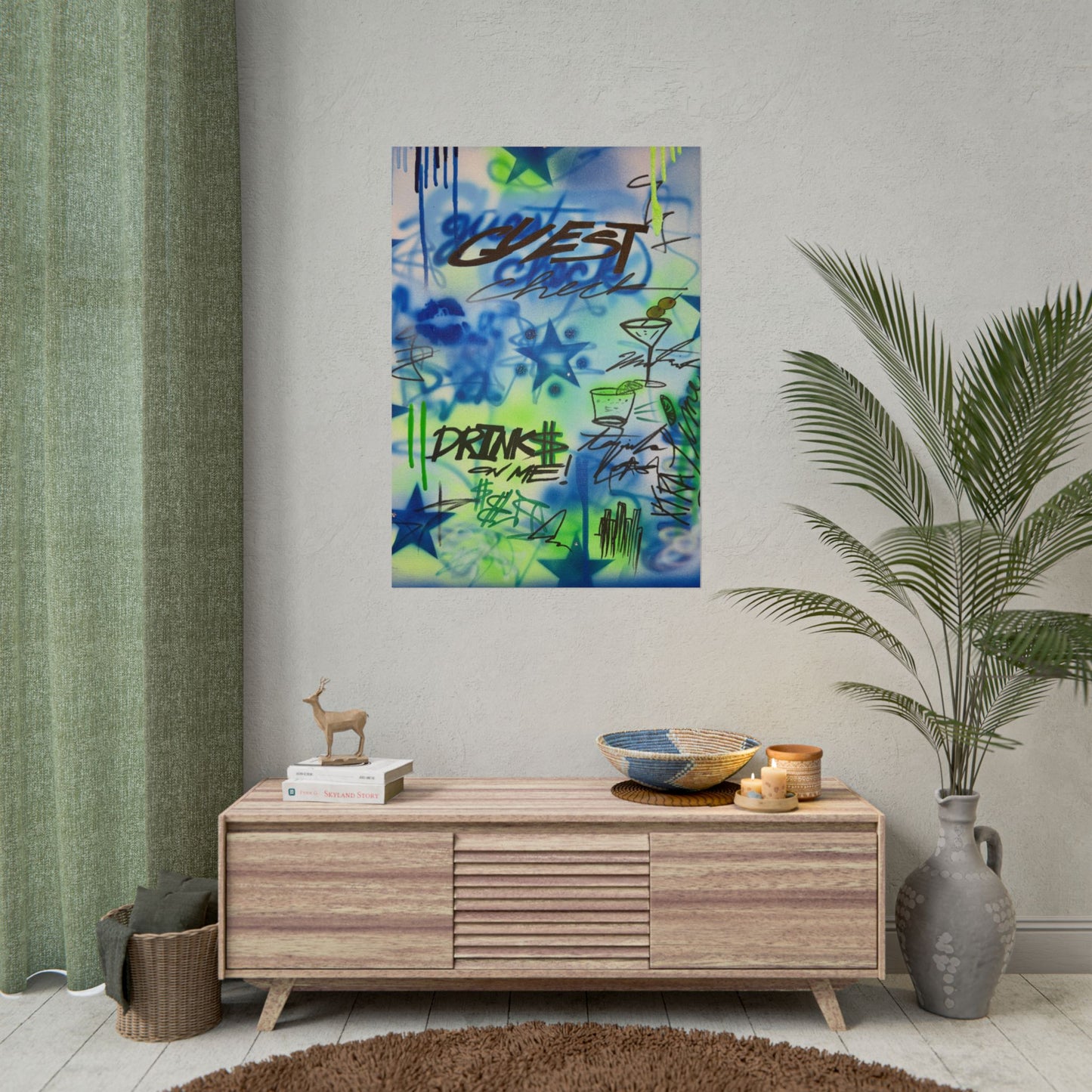 "guest check" airbrush rolled print