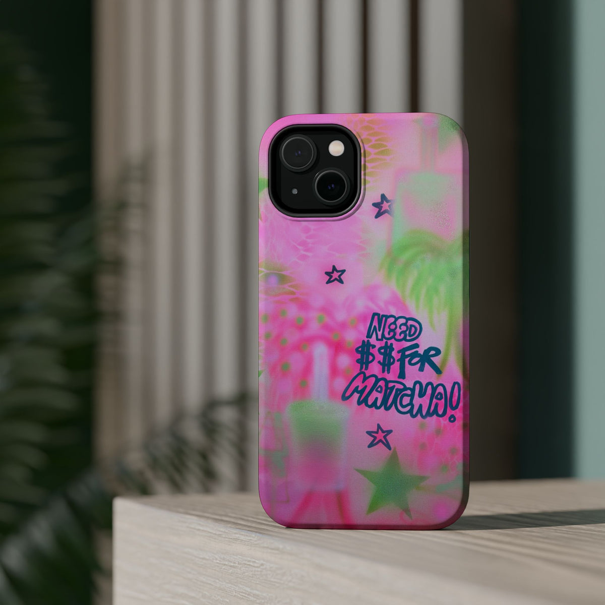 MagSafe "need $$ for matcha" airbrush iPhone case