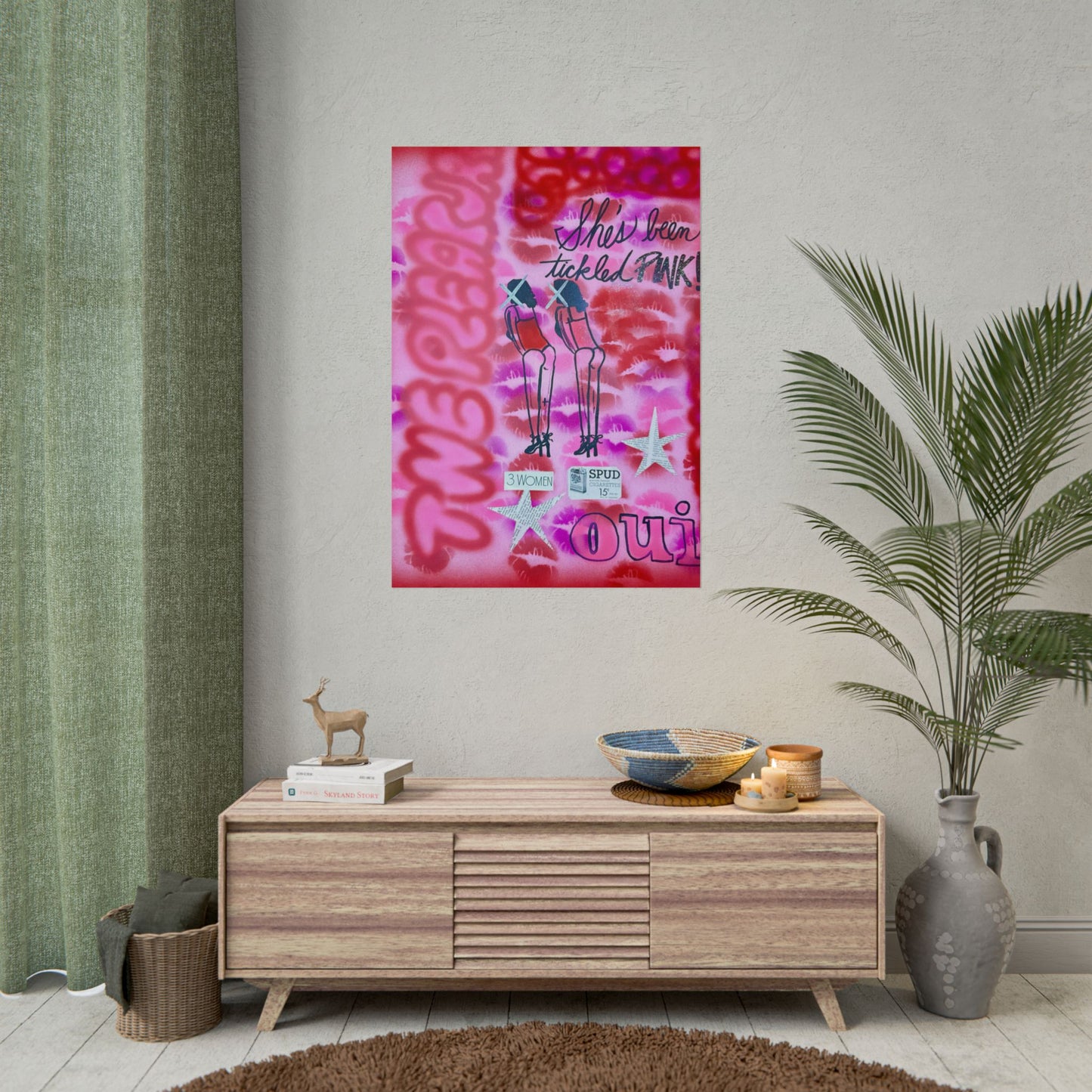 "tickled pink" airbrush rolled print