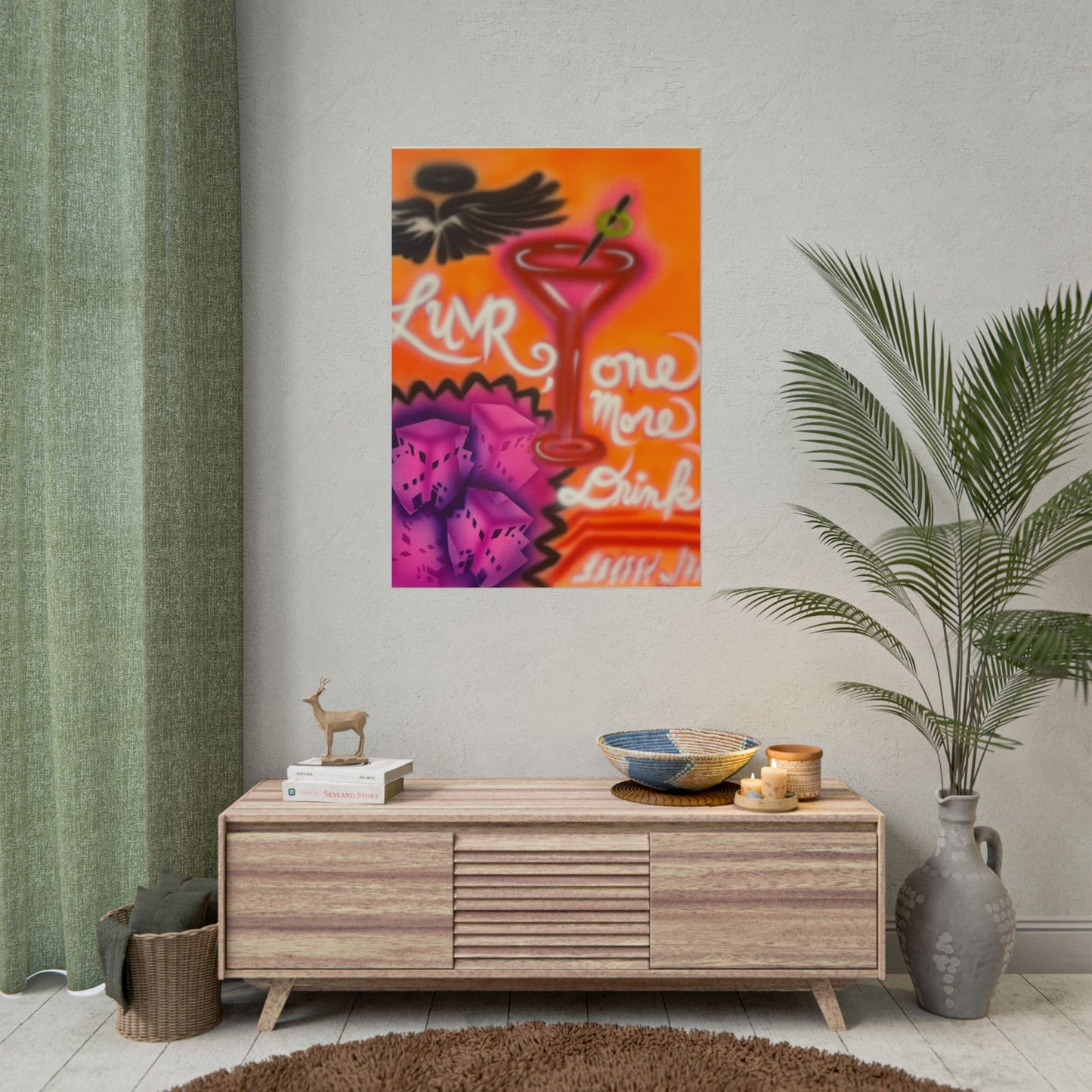 "one more drink" airbrush rolled print