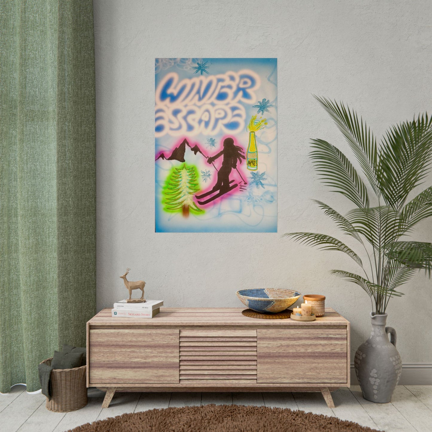 "winter escape" airbrush rolled print