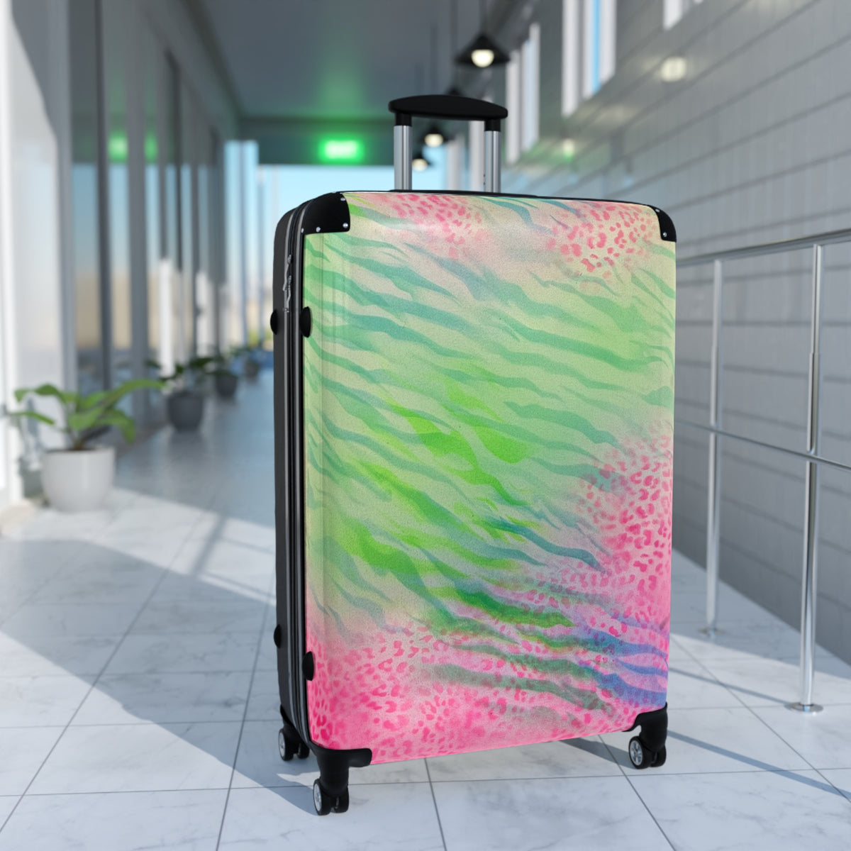 "teal cheetah" airbrush suitcase