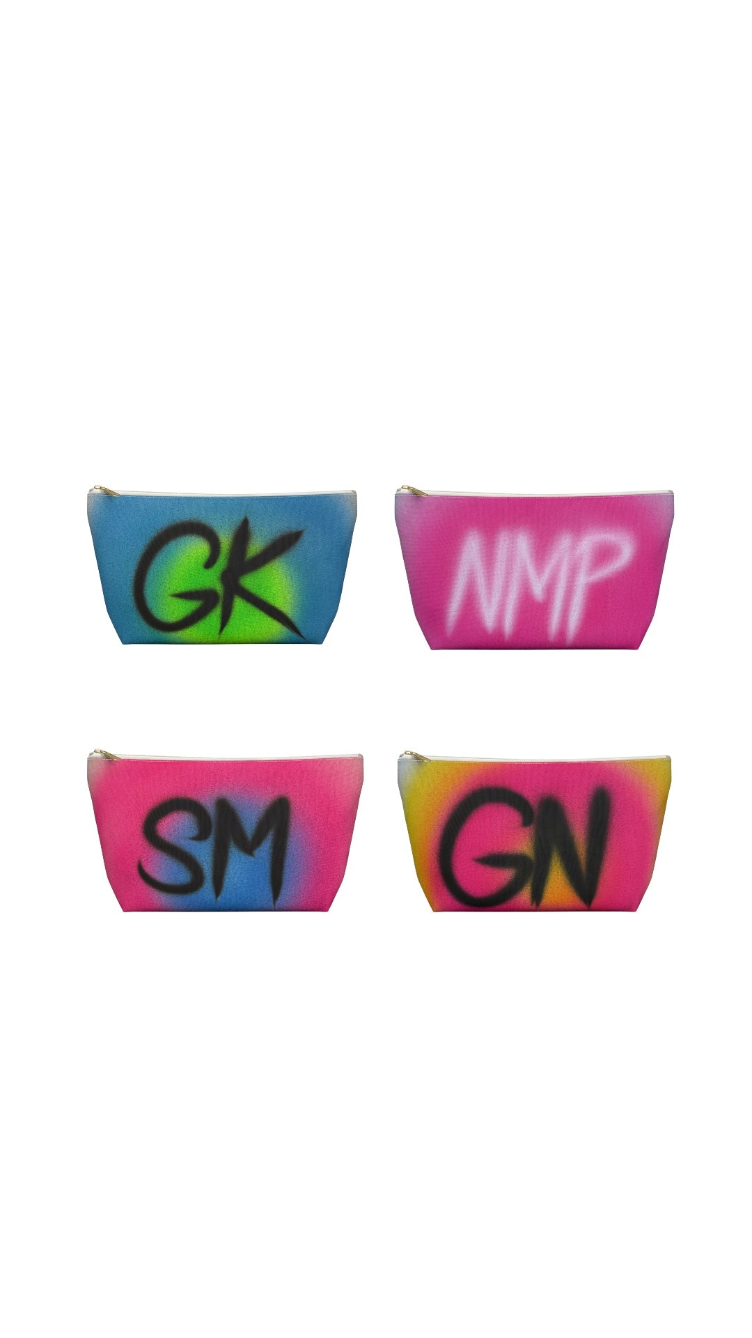 custom initials airbrush makeup pouch