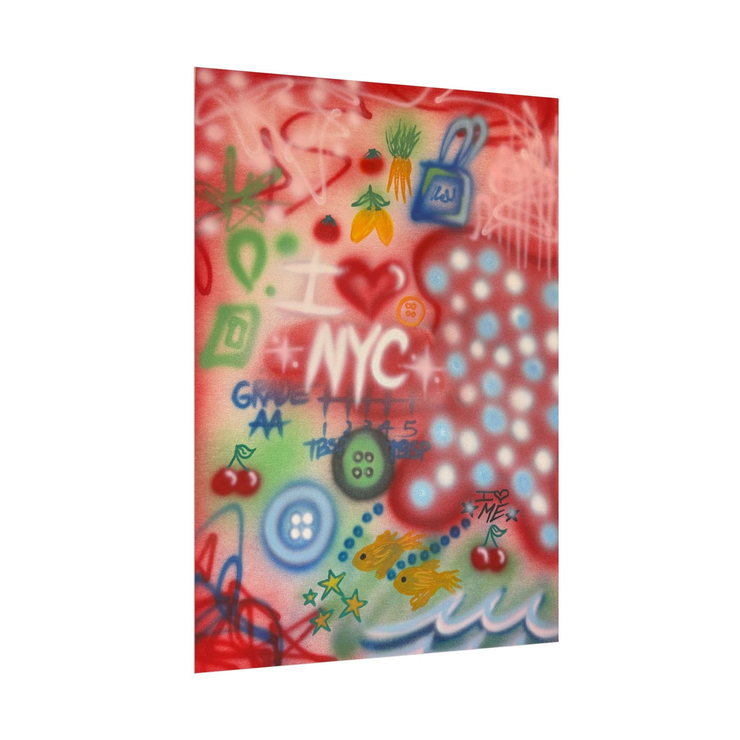 "i <3 NYC" airbrush rolled print