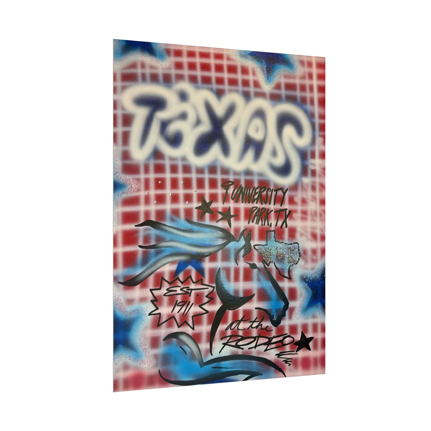 "texas" airbrush rolled print
