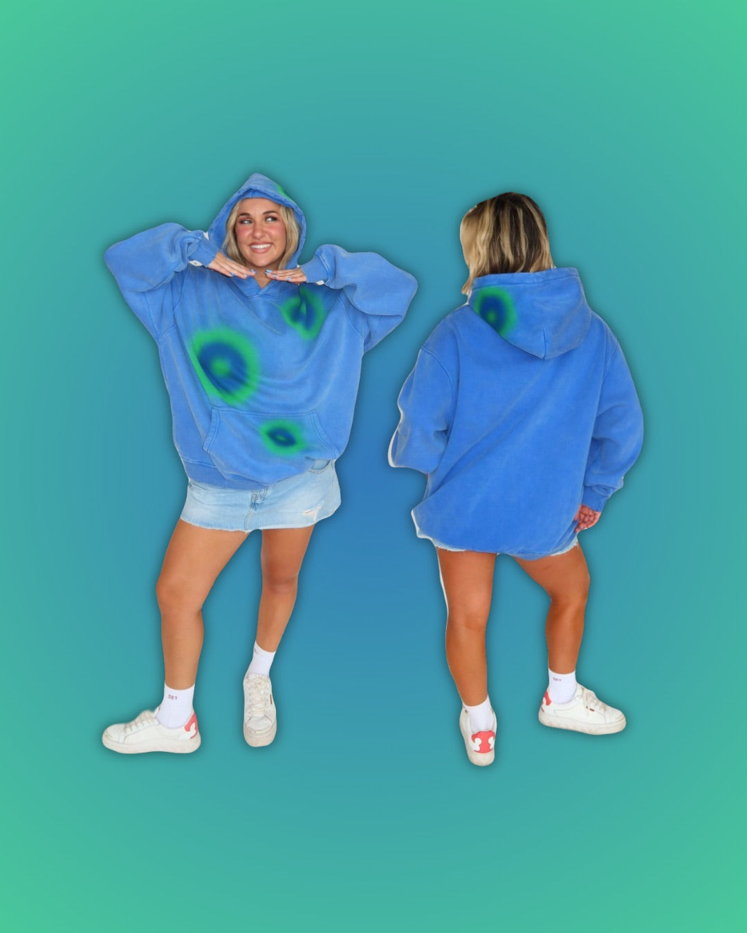 dark blue airbrush aura hoodie
