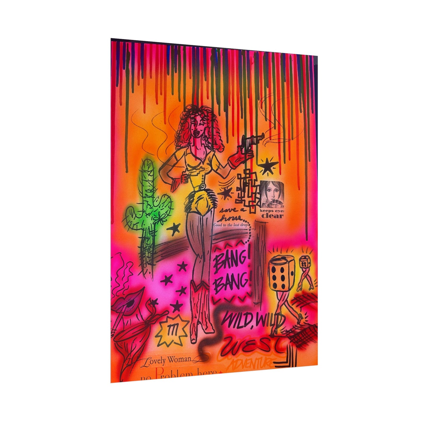 "wild, wild west" airbrush rolled print