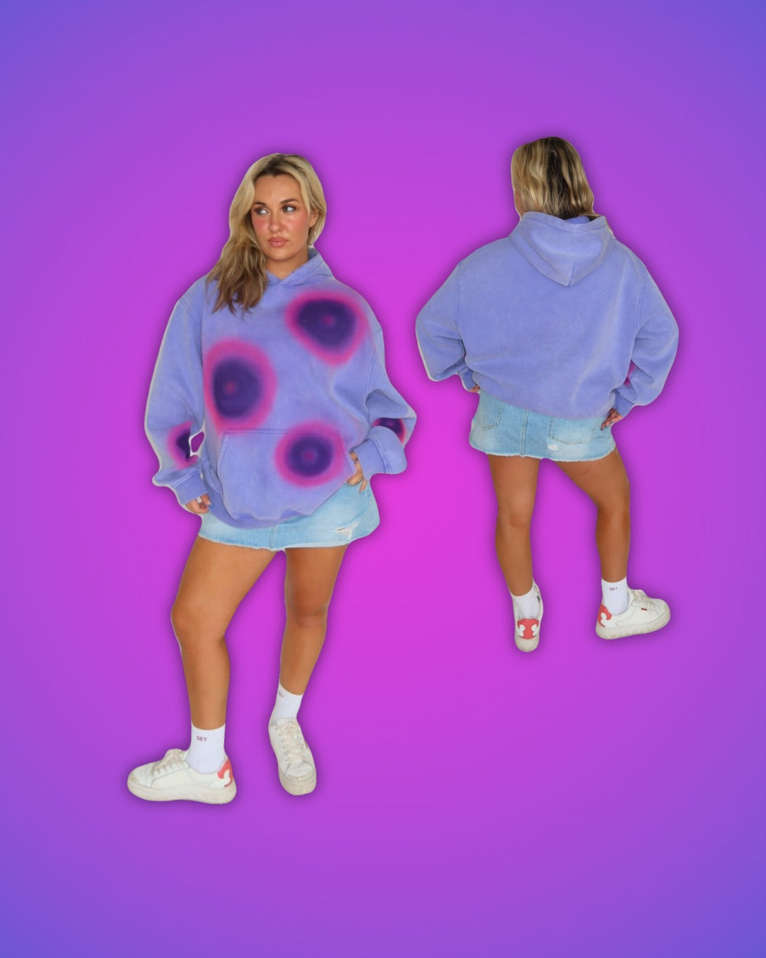 purple airbrush aura hoodie