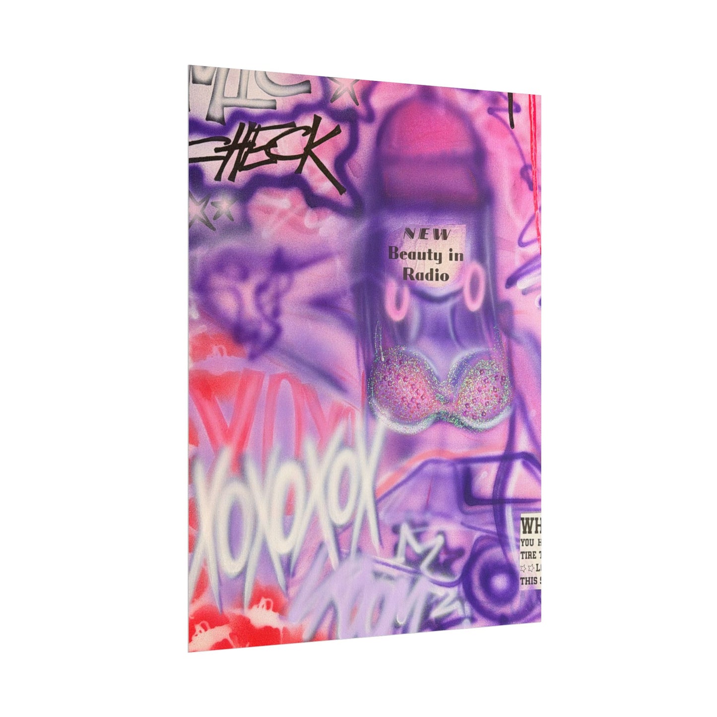 "mic check" airbrush rolled print