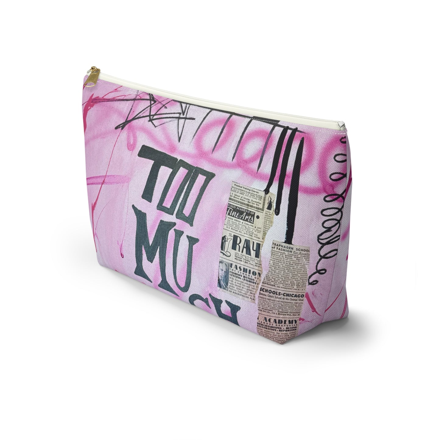 “too much motion" airbrush makeup pouch
