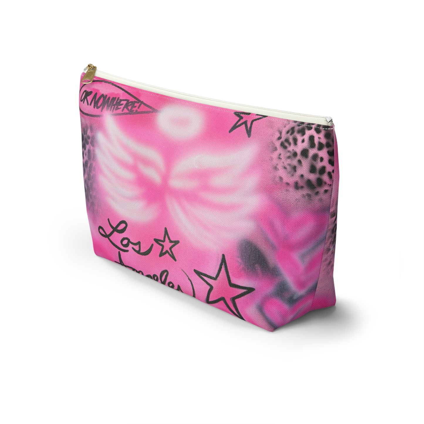 "pink angel wings" airbrush makeup pouch