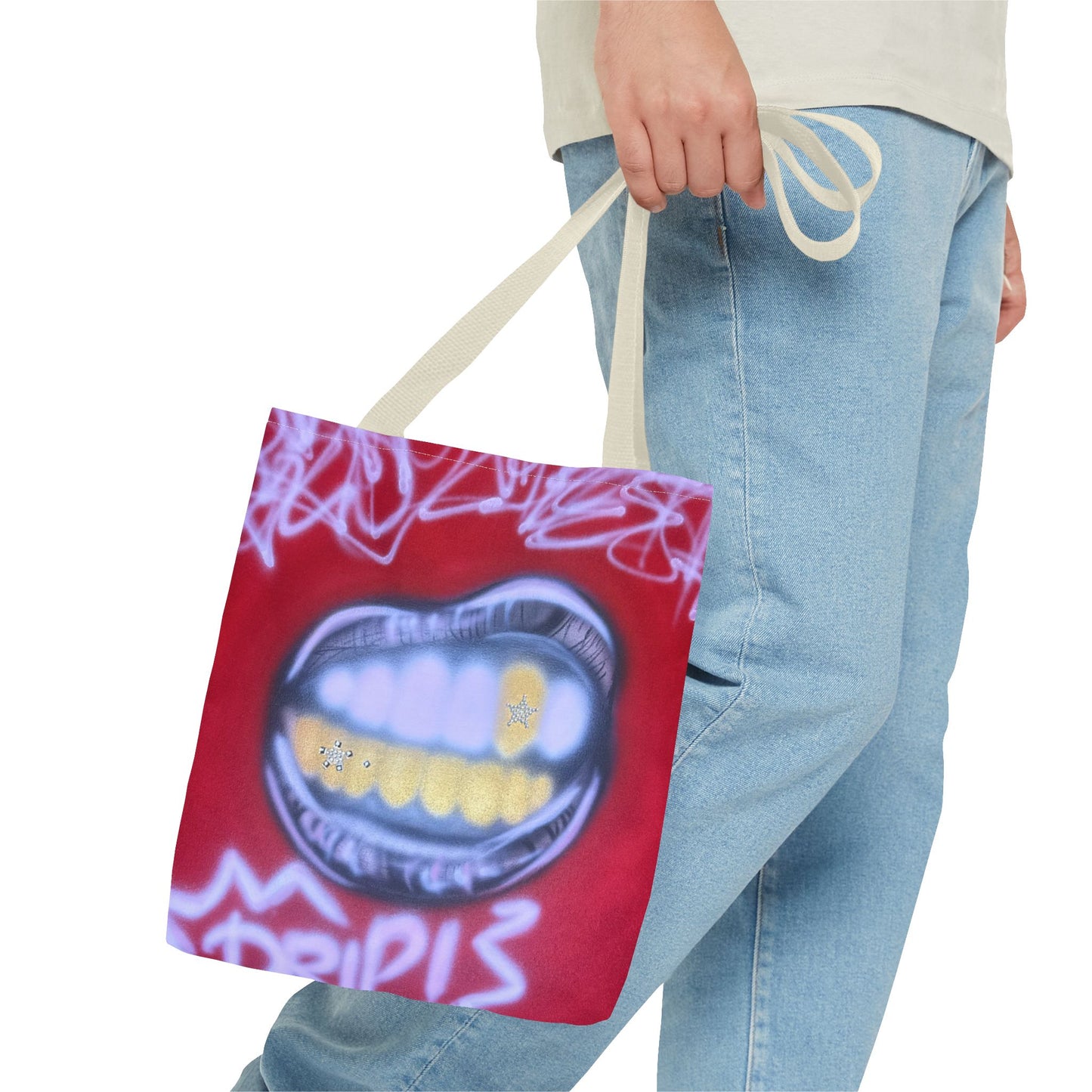 "tooth drip" airbrush tote bag