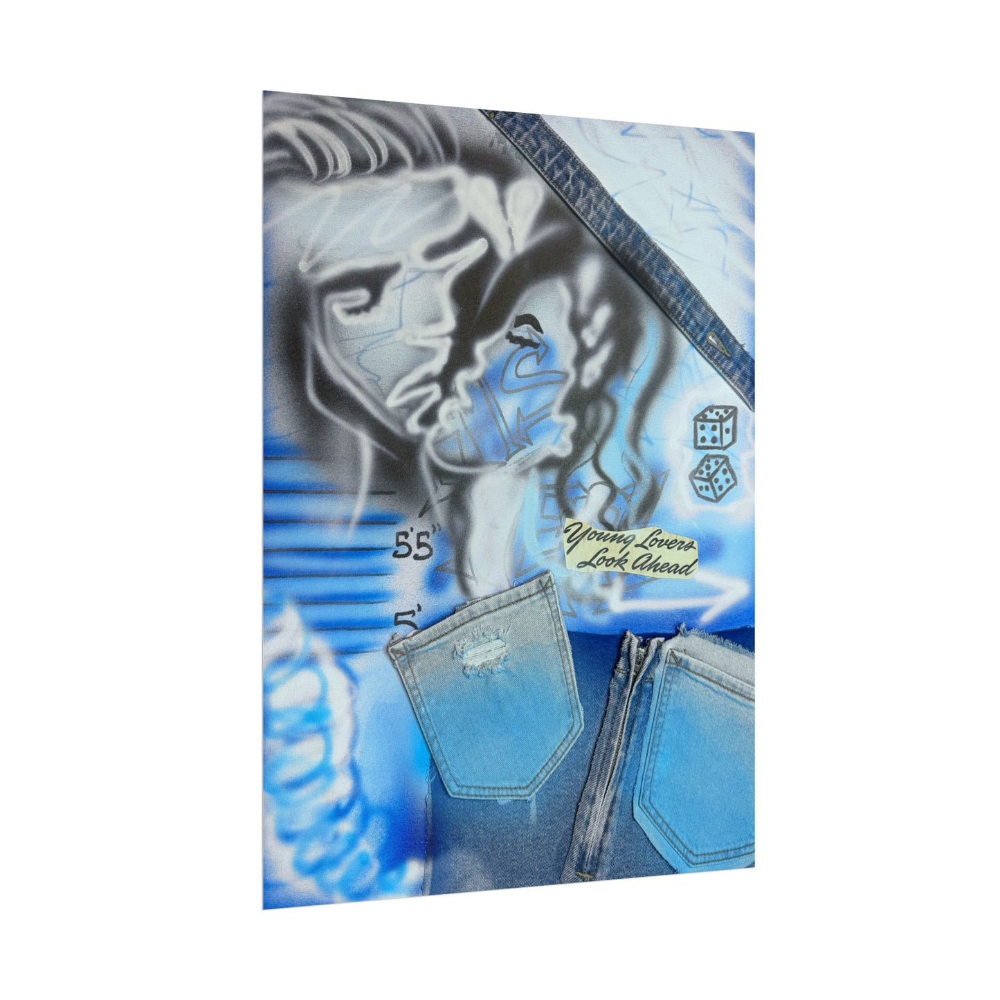 "young lovers" airbrush rolled print