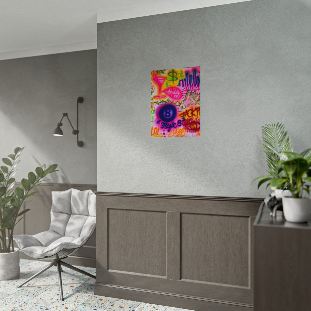 "colorful chaos" airbrush rolled print