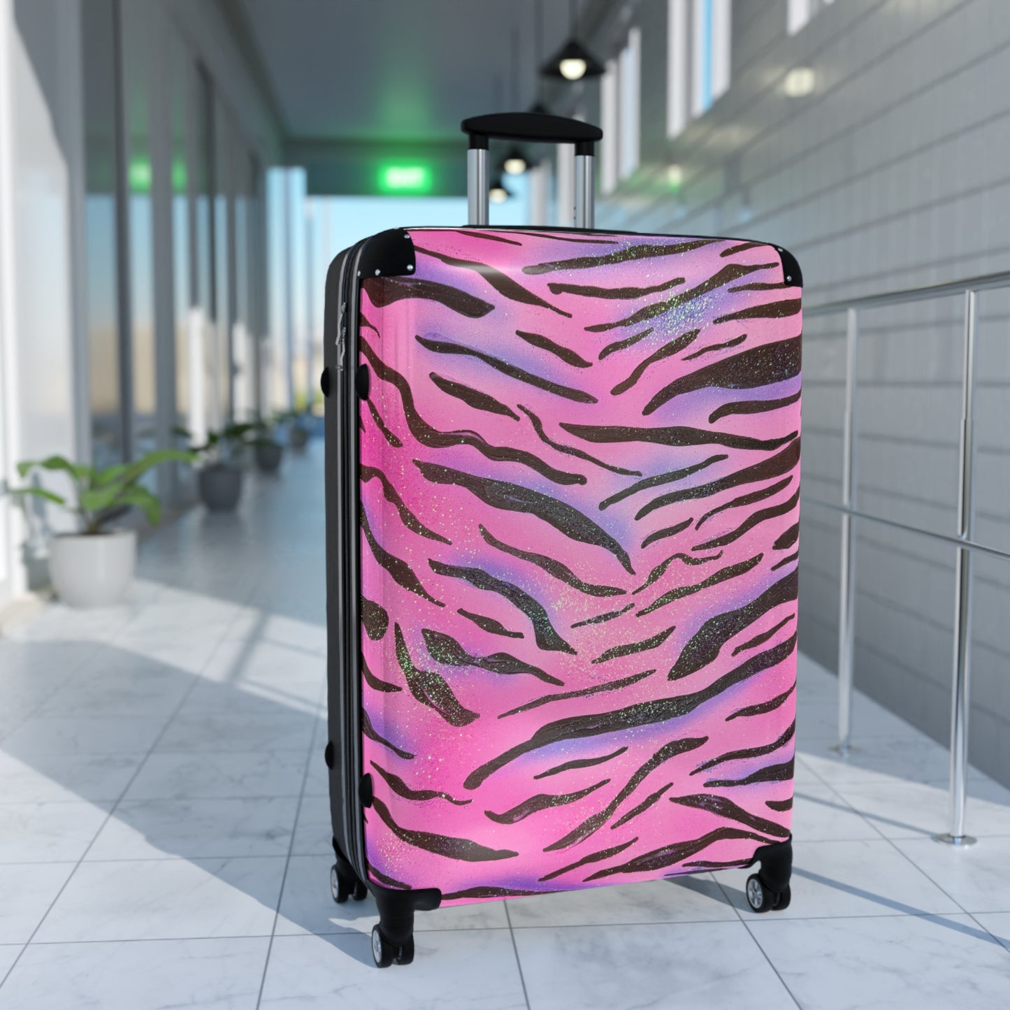 "glitter zebra" airbrush suitcase