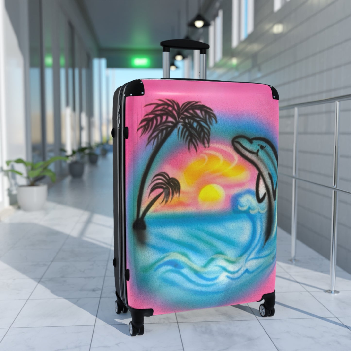 "dolphin love" airbrush suitcase