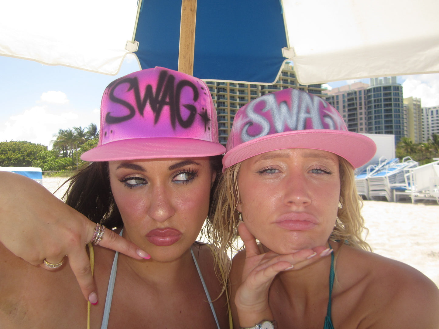 "swag" airbrush pink hat