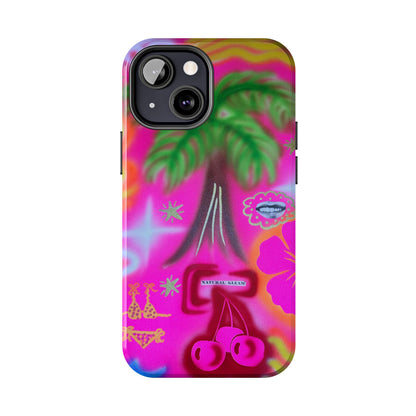 "neon pink palms" airbrush iPhone case