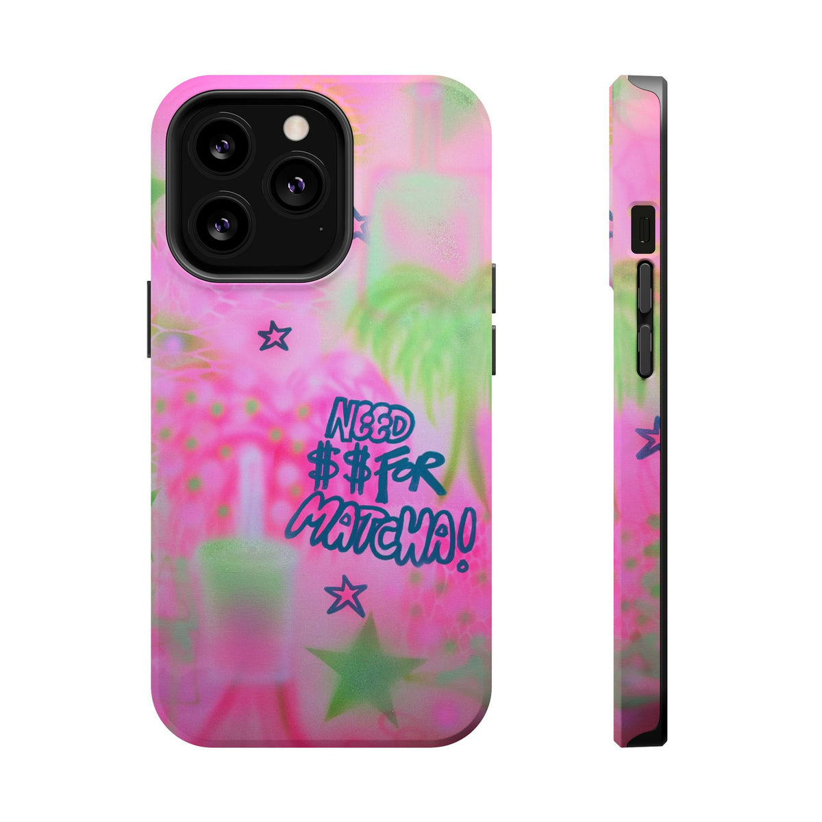 MagSafe "need $$ for matcha" airbrush iPhone case
