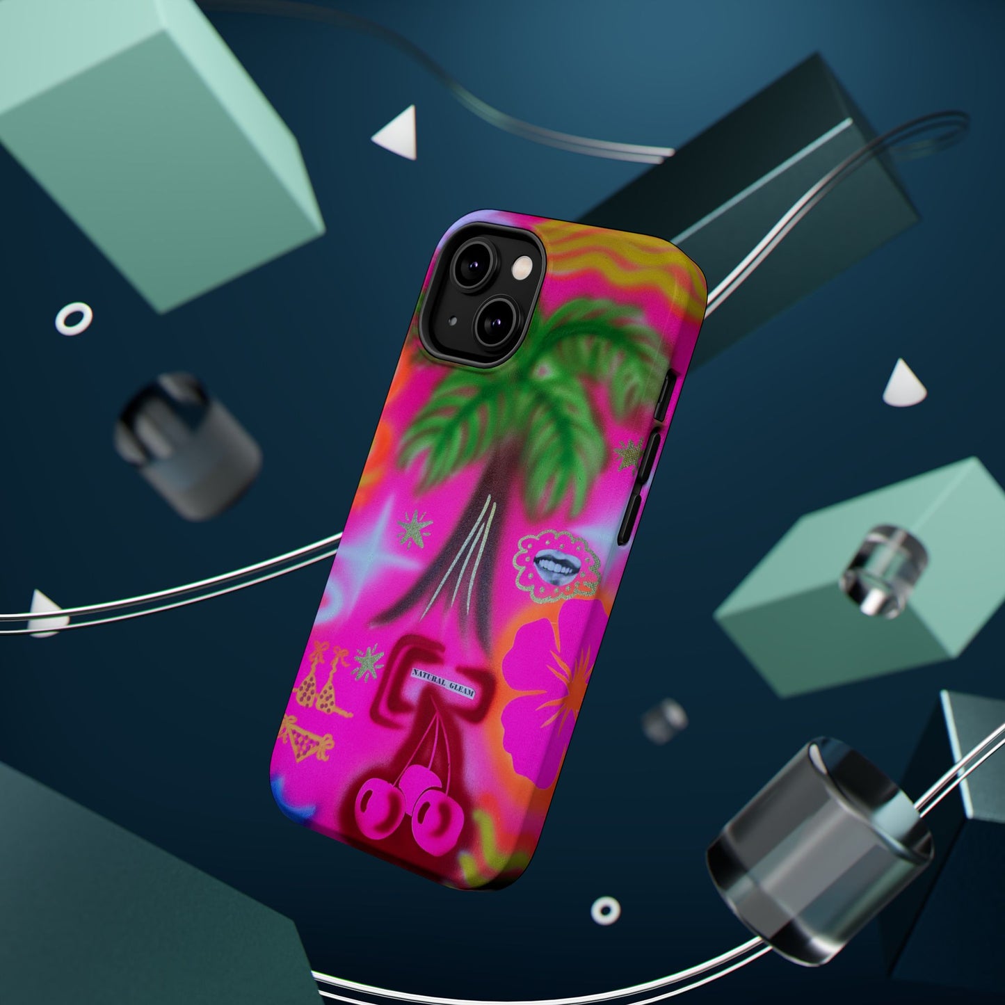 MagSafe "neon pink palms" Airbrush iPhone-Hülle