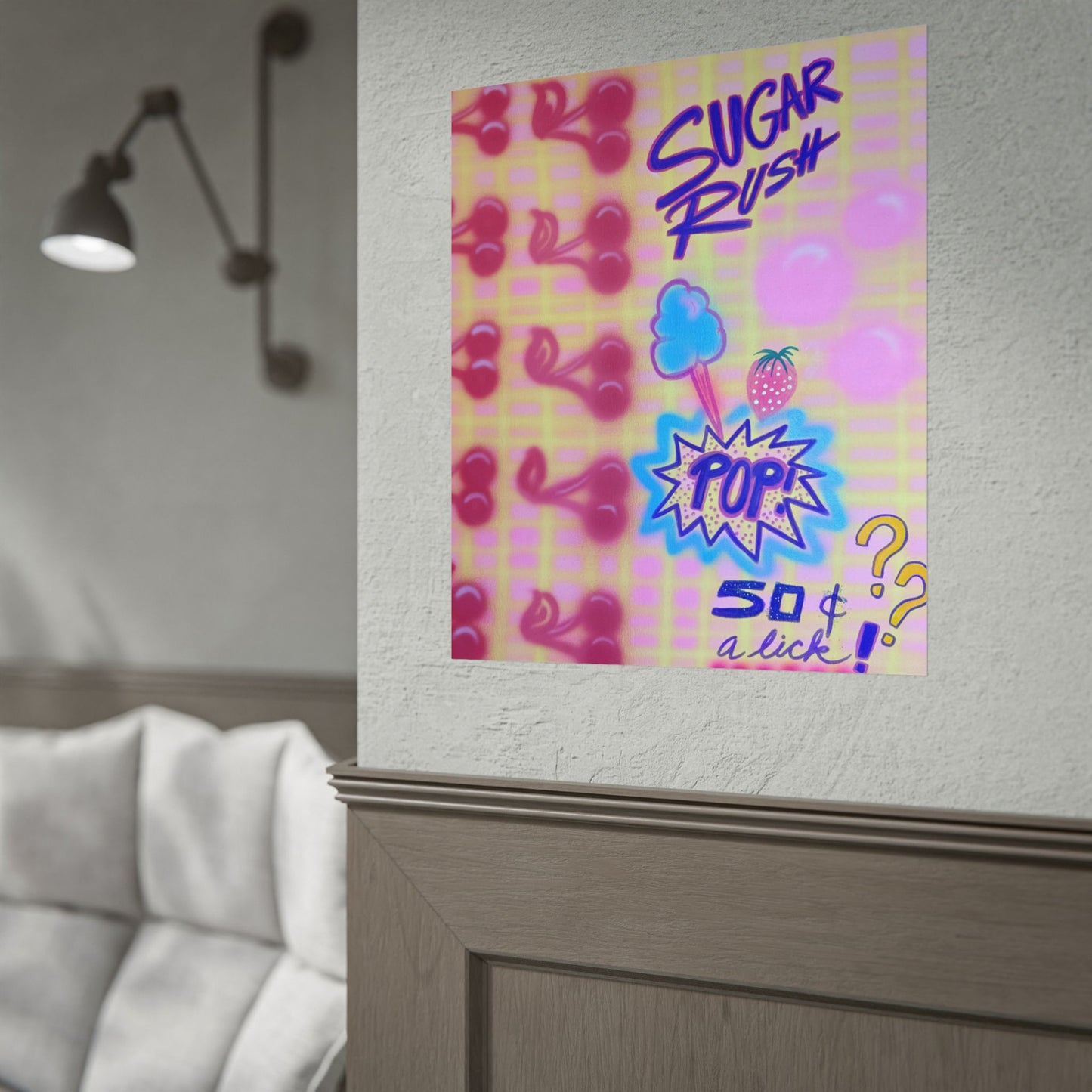 "sugar rush" airbrush rolled print