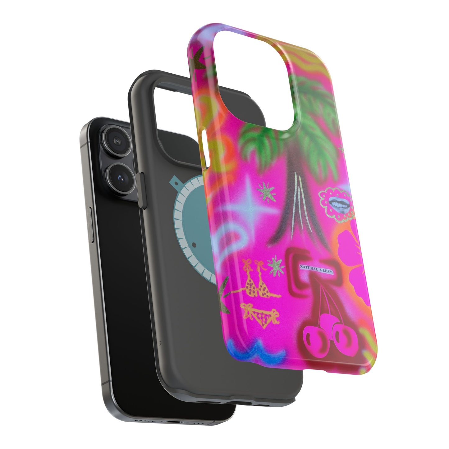 MagSafe "neon pink palms" Airbrush iPhone-Hülle