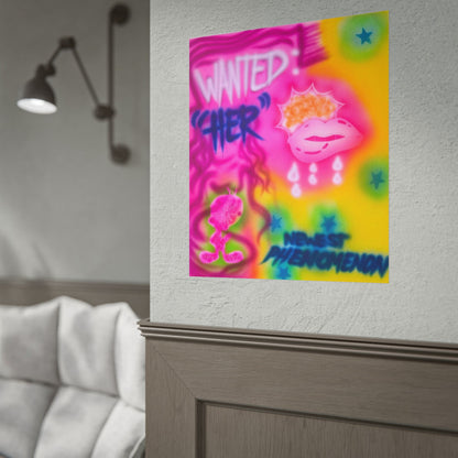 "wanted" airbrush rolled print
