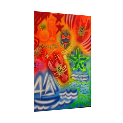 "tipsy lobster" airbrush rolled print