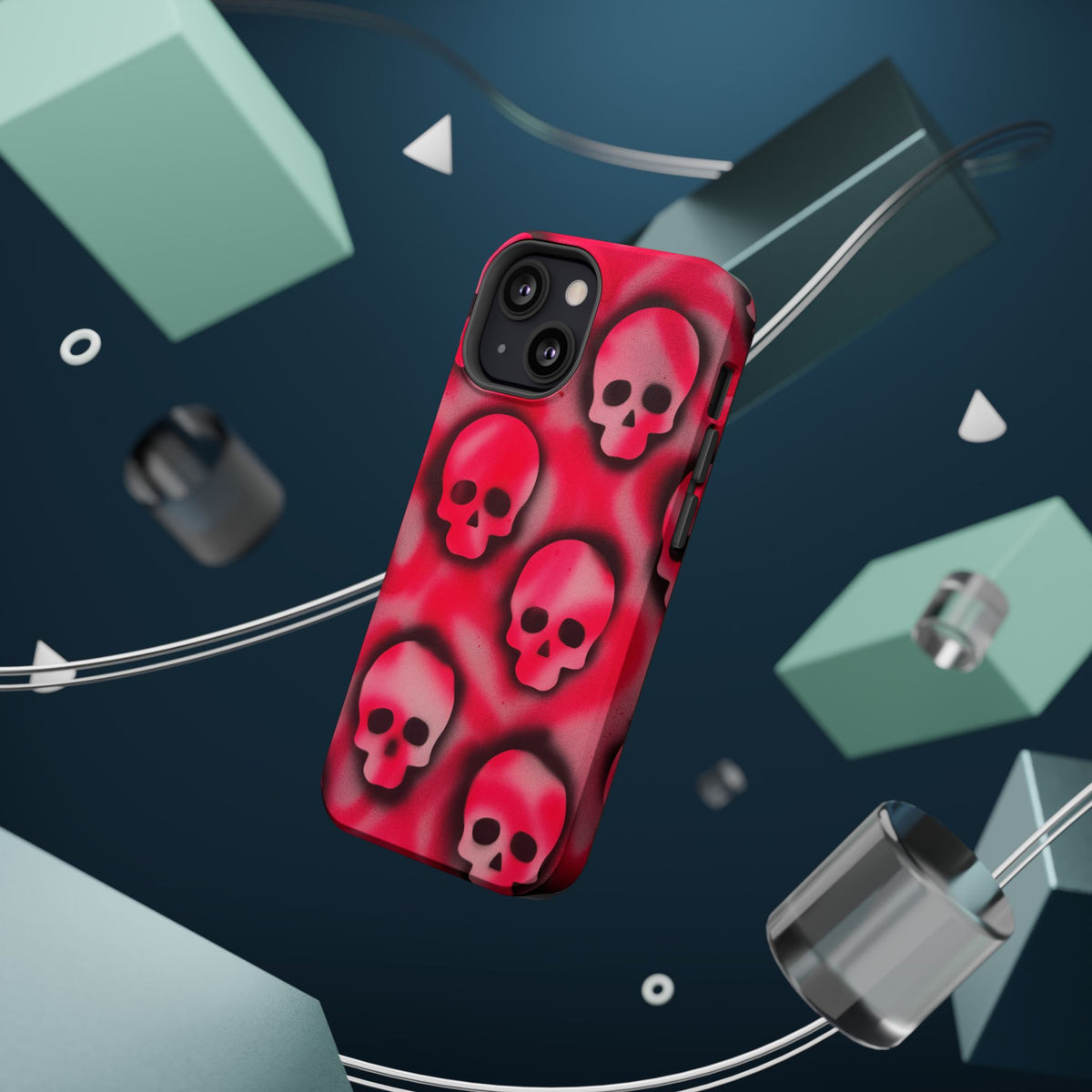 MagSafe "pink skully" airbrush iPhone case