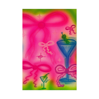 "bow martini" airbrush rolled print