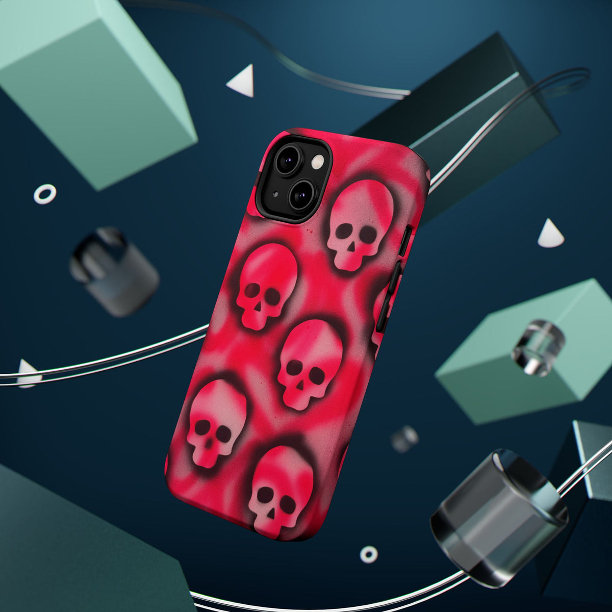MagSafe "pink skully" airbrush iPhone case