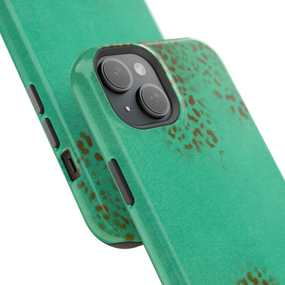 MagSafe "teal cheetah" airbrush iPhone case