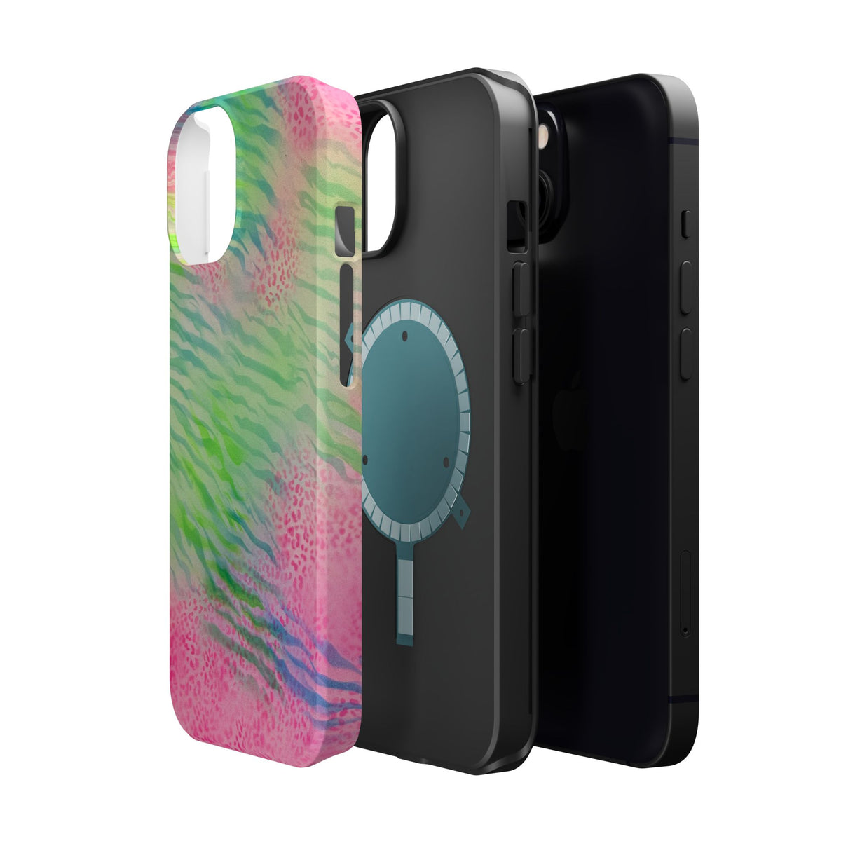 MagSafe "teal cheetah" airbrush iPhone case