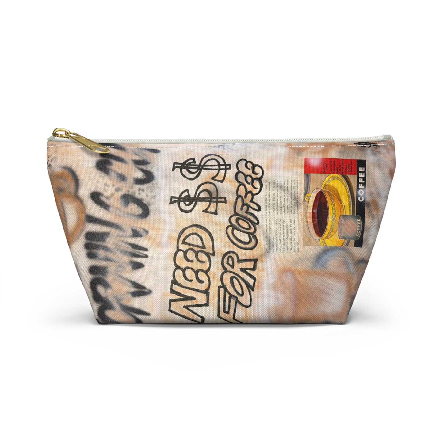 "need $$ for coffee" airbrush makeup pouch