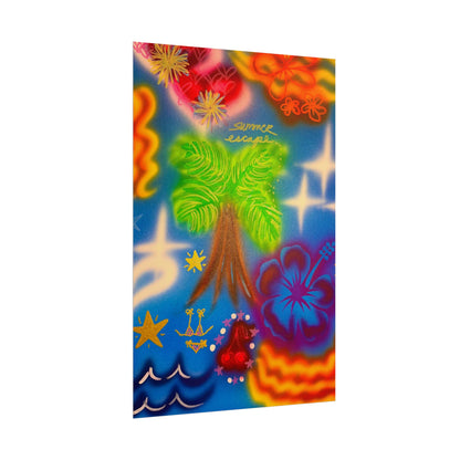 "neon blue palms" airbrush rolled print