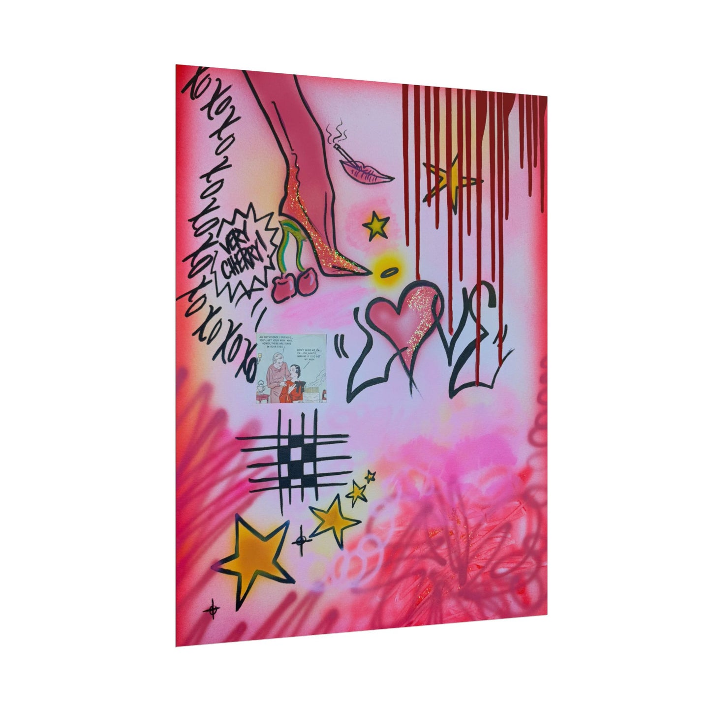 "cherry luvr" airbrush rolled print