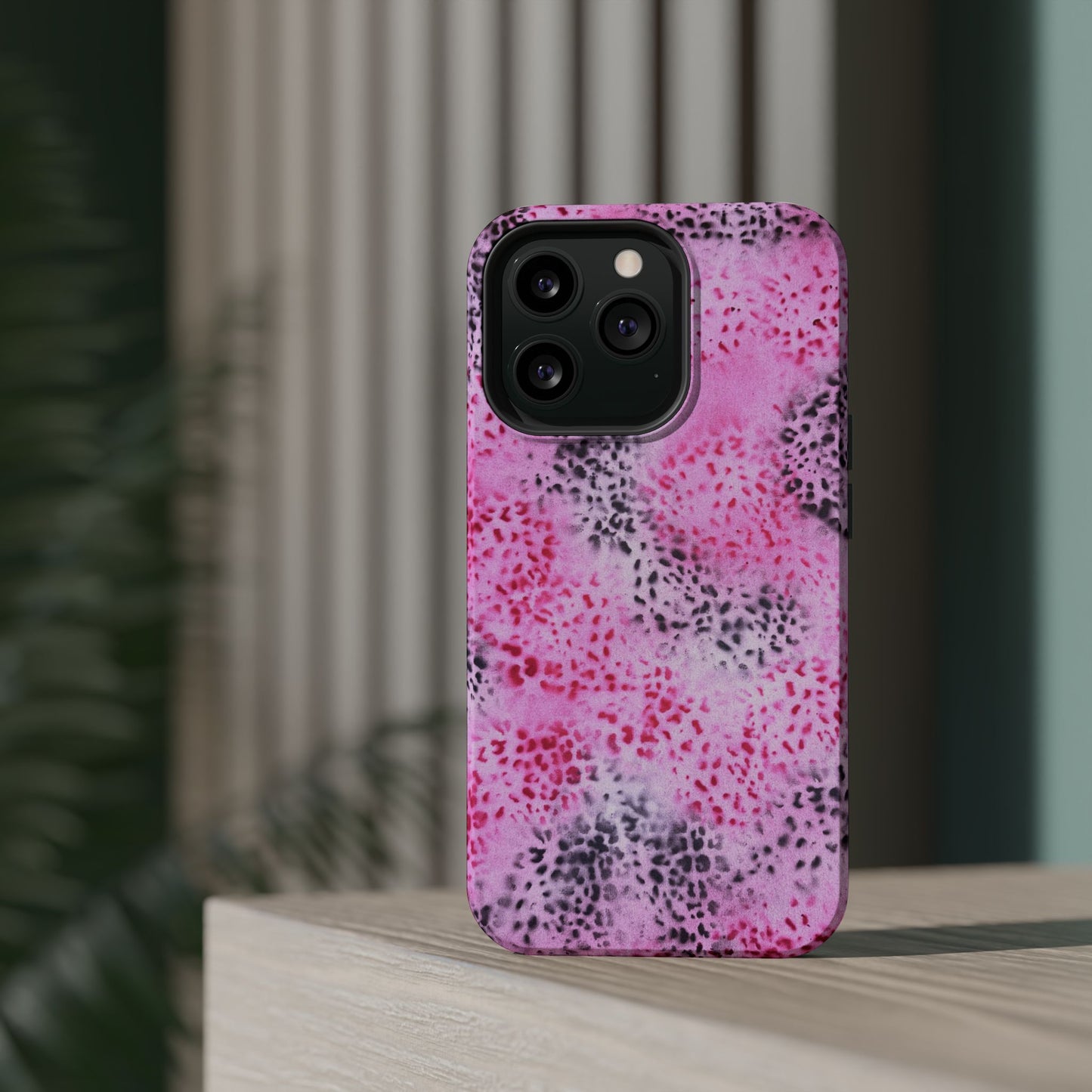 MagSafe "pink cheetah" airbrush iPhone case