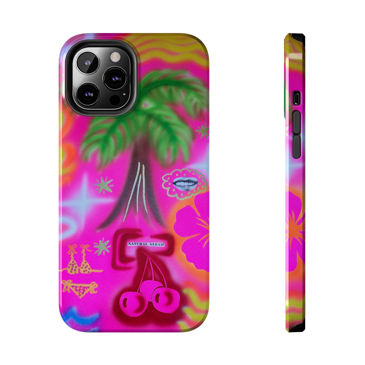 "neon pink palms" airbrush iPhone case