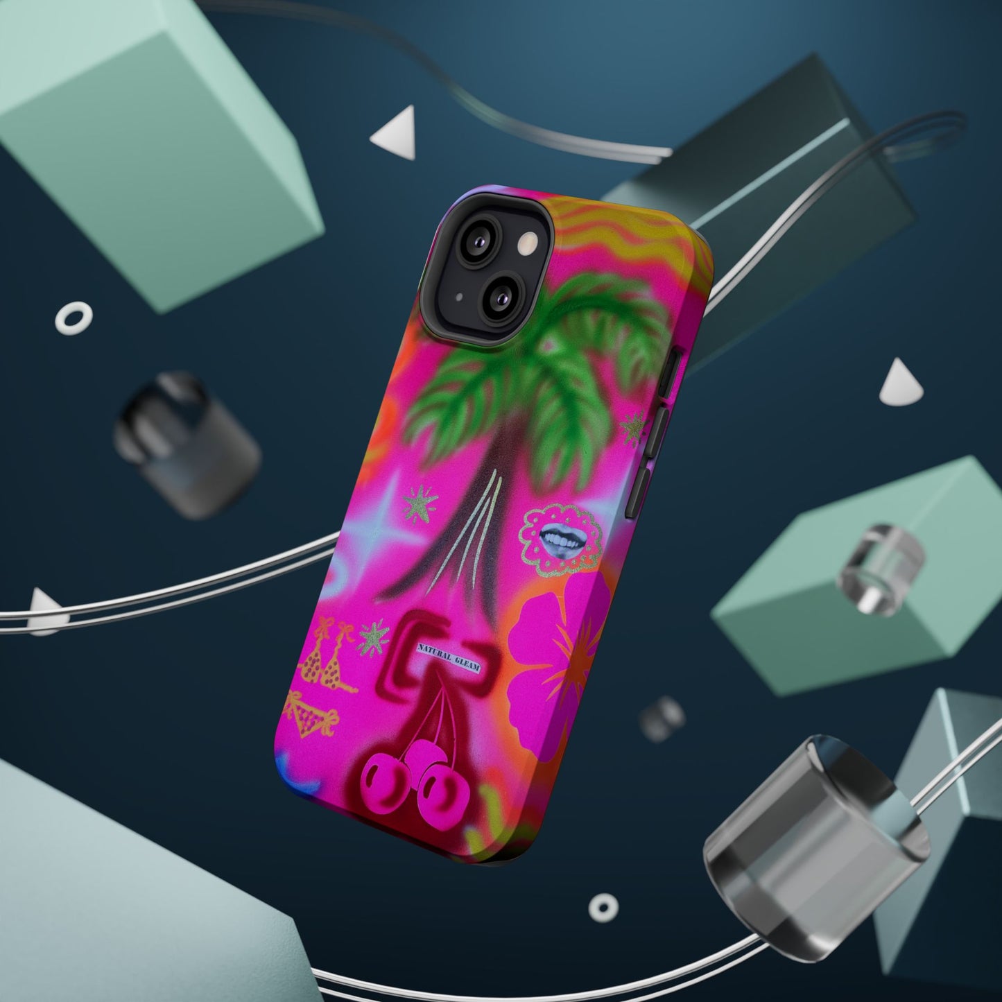 MagSafe "neon pink palms" Airbrush iPhone-Hülle