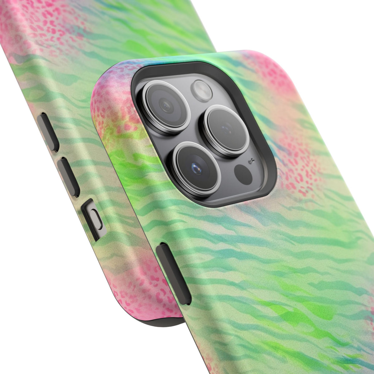 MagSafe "teal cheetah" airbrush iPhone case