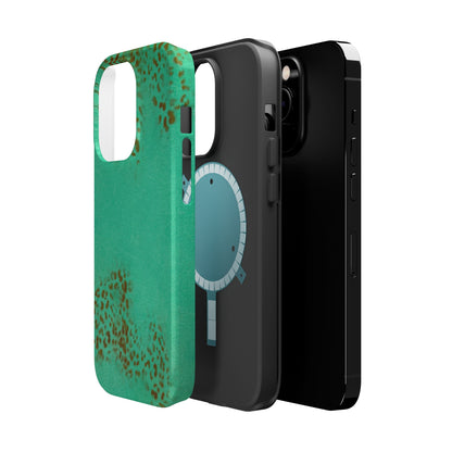 MagSafe "teal cheetah" airbrush iPhone case