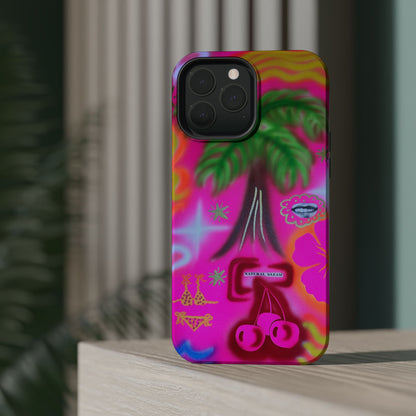 MagSafe "neon pink palms" Airbrush iPhone-Hülle