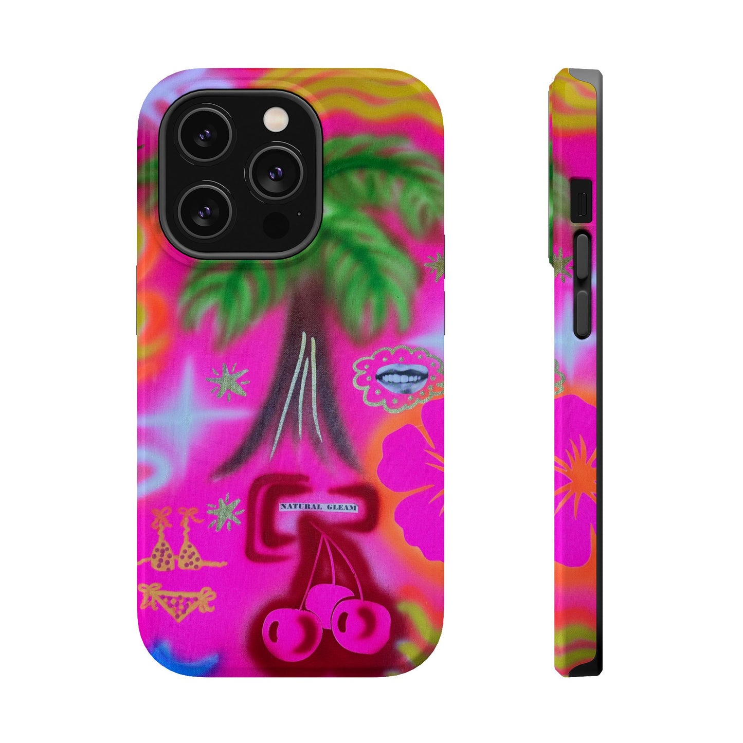 MagSafe "neon pink palms" Airbrush iPhone-Hülle
