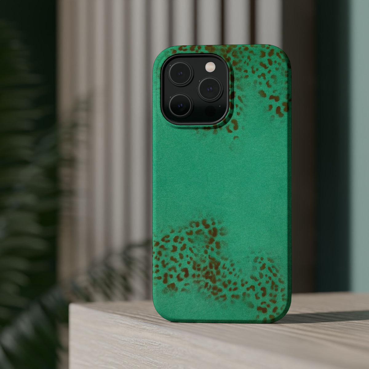 MagSafe "teal cheetah" airbrush iPhone case