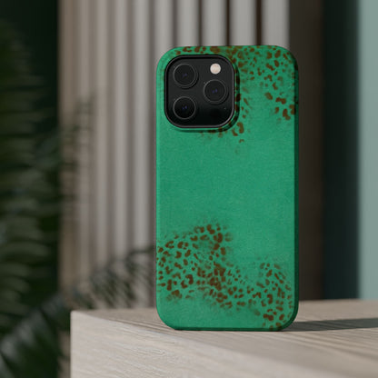 MagSafe "teal cheetah" airbrush iPhone case